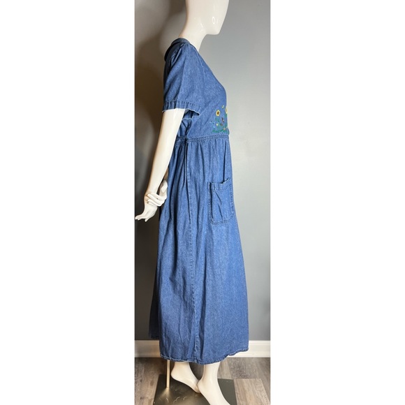 vintage Bobbie Brooks : denim embroidered maxi dress - Picture 6 of 14